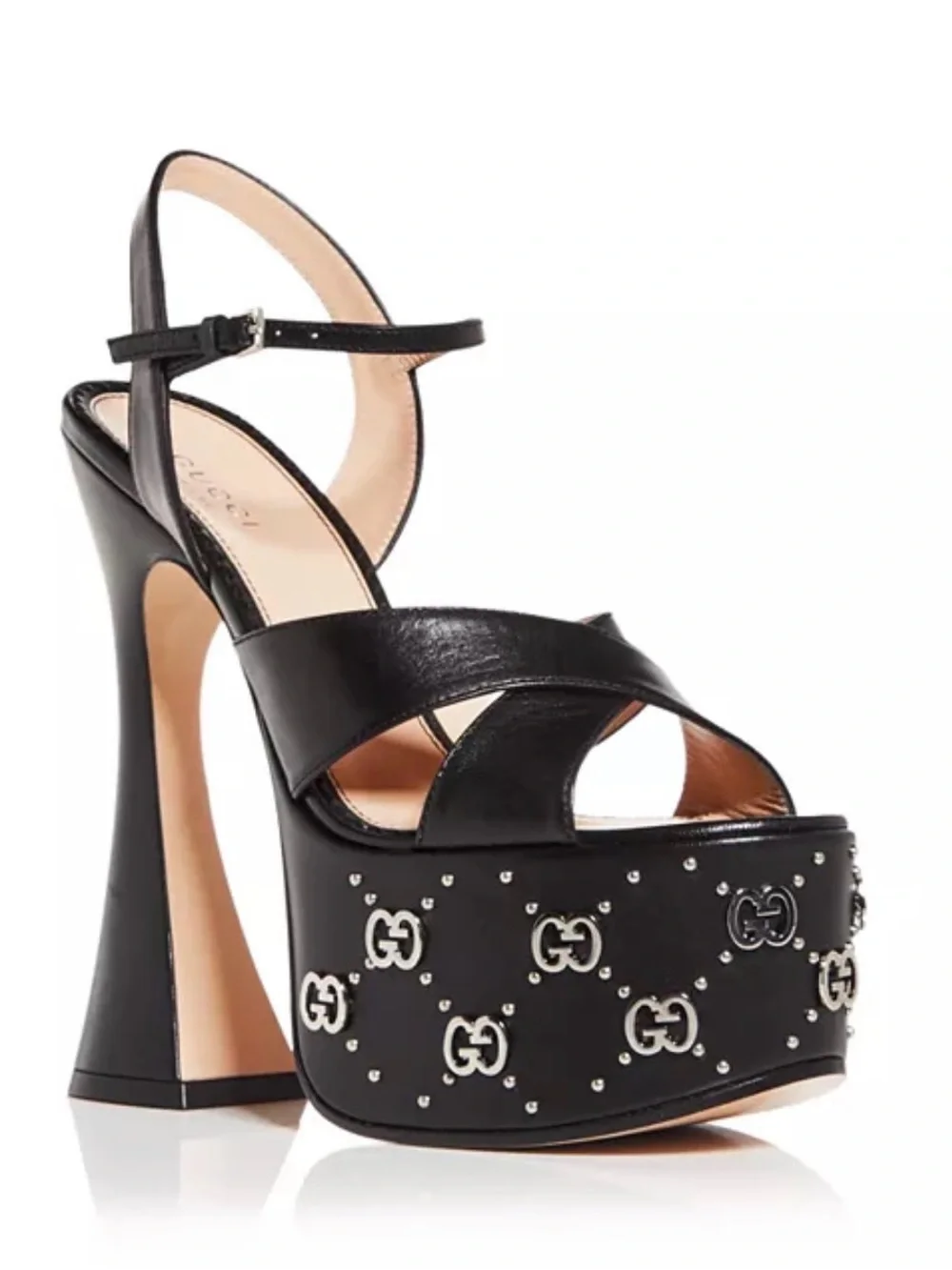 Gucci Janaya Leather GG Stud Platform Sandals  Size 41